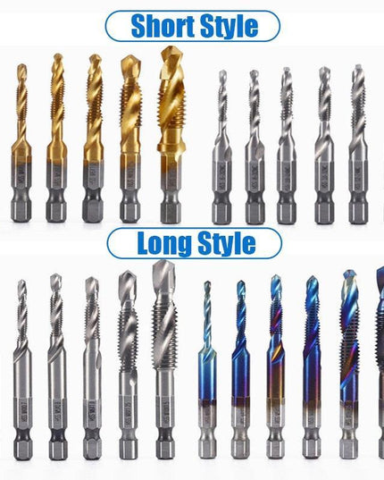 Precision Tap Set with Titanium Coating and Spiral Flute Design for Efficient Tapping and Chamfering
