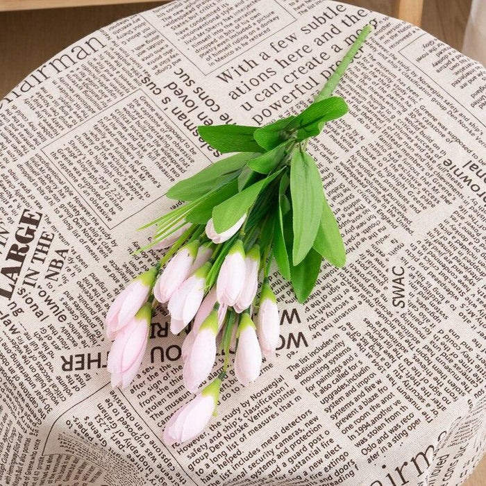 Heads Beautiful Pink Mini Artificial Tulip Flowers Silk Bouquet