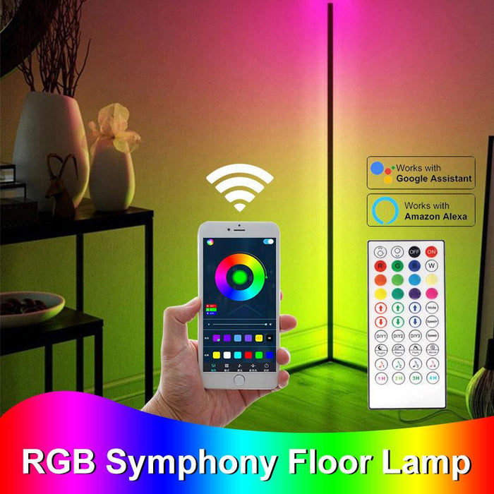 Modern RGB LED Corner Floor Lamp for Bedroom Decor & Living Room