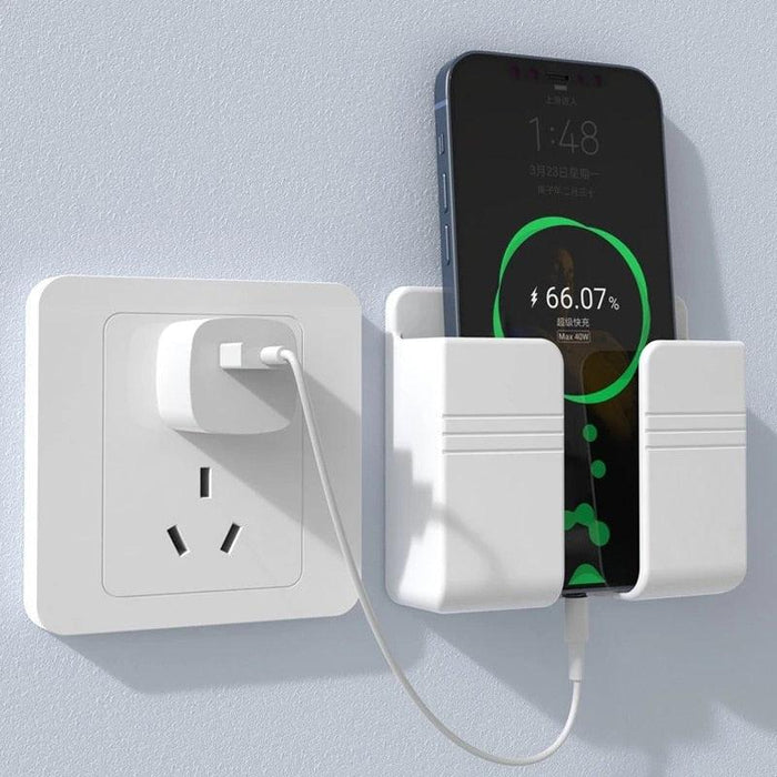 Smart Plug-In Wall Organizer with Remote Control and Phone Charging Station