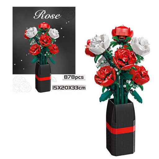 Romantic Bouquet Flowers Potted Rose Lily Plants Building Blocks