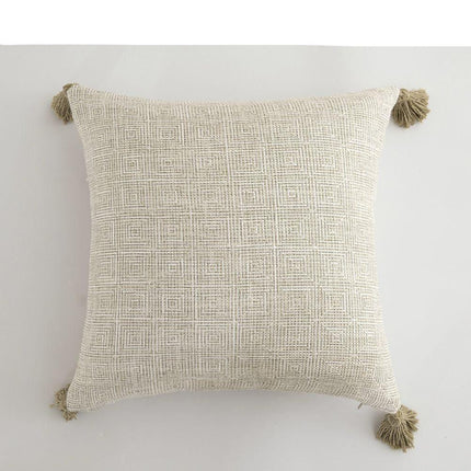 Chic Cream White Reversible Tassel Pillow Cover with Stylish Patterns