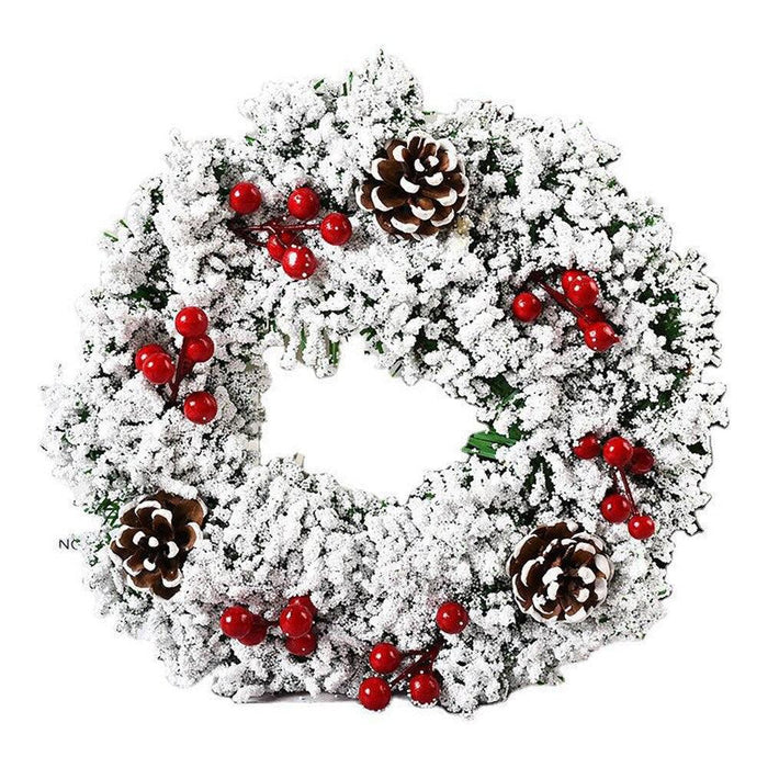 Festive Pinecone and Red Berry Christmas Wreath with Hanging Ornaments