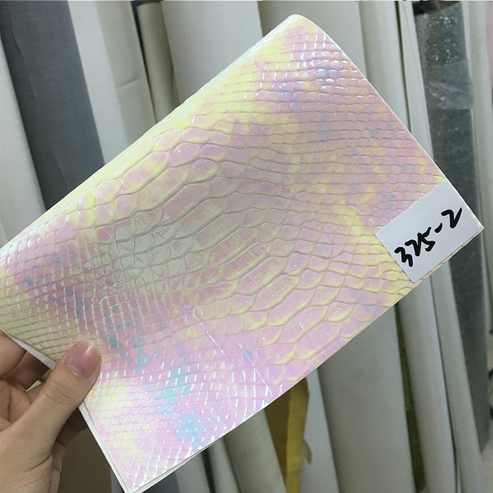 Embossed Holographic Crocodile Faux Leather Sheet - Crafting & DIY Essential