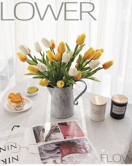 Lifelike 31-Piece Artificial Tulip Arrangement - Colorful Floral Centerpiece