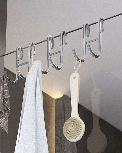 Chic Stainless Steel Shower Glass Door Hooks with Soft Silicone Grips - Pack of 2