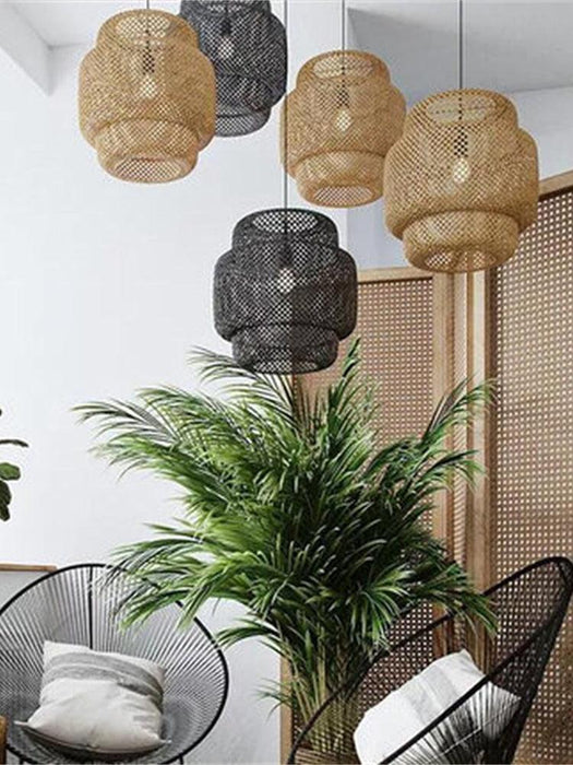 Bamboo Art Chandelier - Hand-Woven Pendant Light for Sustainable Home Styling