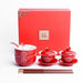 Red Porcelain Chinese Wedding Tea Set - Elegant Teapot and Teacups for Special Occasions