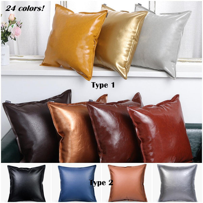 Luxurious PU Leather Pillow Cover - Stain-Resistant Sofa Cushion Protector