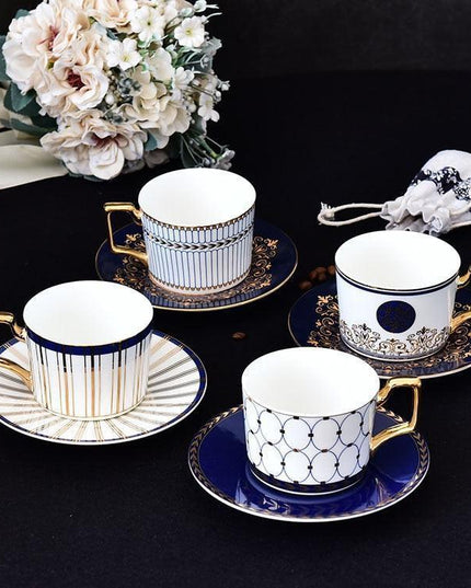 Luxurious Gold-Handled Ceramic Tea & Coffee Cup Collection