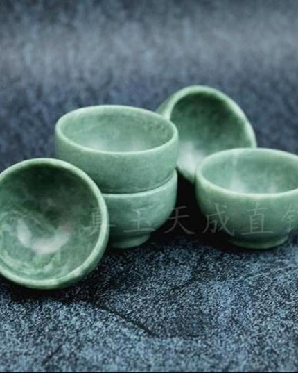 Exquisite Hand-Carved Green Jade Kung Fu Tea Cup Set - 25ml Premium Drinkware Collection