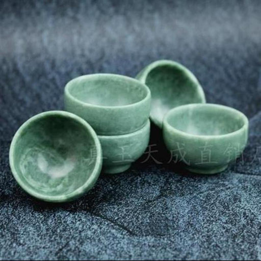 Green Jade Kung Fu Teacup Set | Hand-carved 25ml Health Collection | Elegant Ceramic Tea Cup Kit | Premium Gongfu Drinkware Ensemble | Luxury Tea Giftware