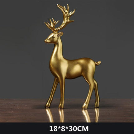 Elegant Golden Deer Duo: Stunning Resin Statues for Contemporary Home Decor