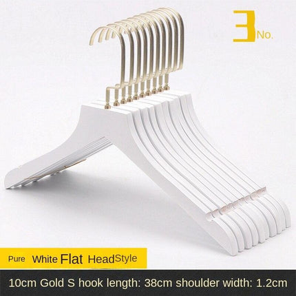 Elegant White Wooden Hanger Set with Gold Hooks for Fashionable Closet Organization