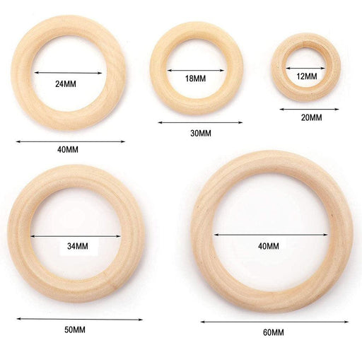 Creative DIY Natural Wood Ring Set: Versatile Crafting Essential for Artistic Projects