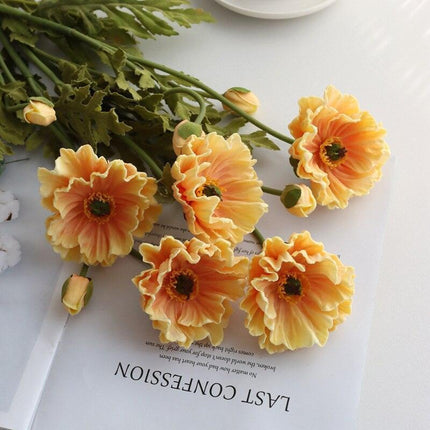 Elegant Realistic Poppy Faux Flower Bouquet - Luxurious Floral Centerpiece for Stylish Decor