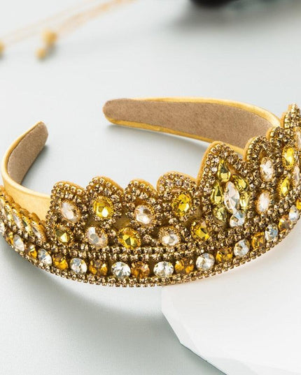 Opulent Botanica Baroque Crystal-Embellished Headband with Floral Glass Accents