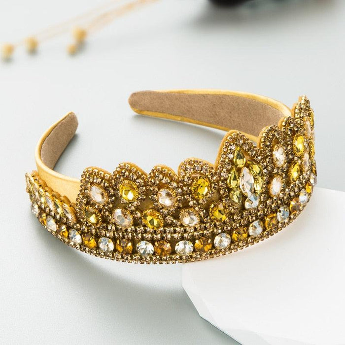 Opulent Botanica Baroque Crystal-Embellished Headband with Floral Glass Accents