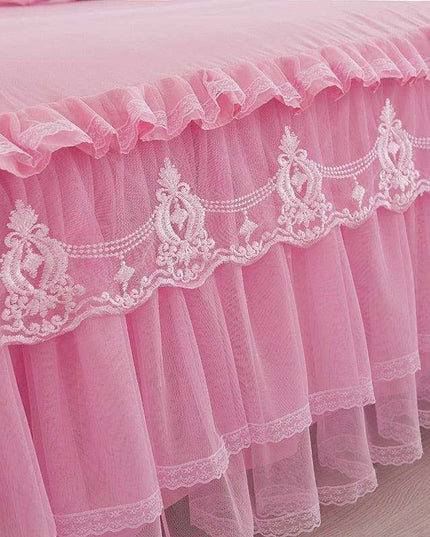 Luxe Lace Princess Bedding Set - Enchanting King/Queen Size for Girls