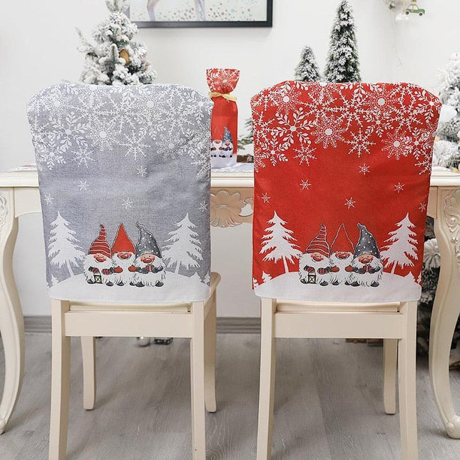 Whimsical Gnome-Themed Christmas Chair Cover - Festive Home Accent