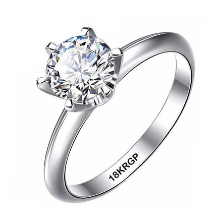 Exquisite 18K White Gold Plated Lab Diamond Ring for Women - A Touch of Elegance