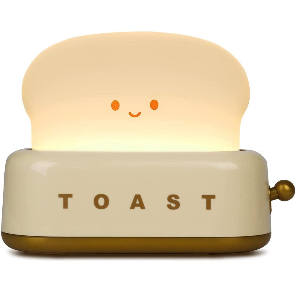 Cute Toast Lamp Bread Night Light Rechargeable Dimming Bedroom Bedside Desk Decor Table Lamp Sleeping Light Christmas Gift-0-Très Elite-Green-Très Elite