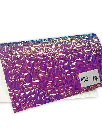 Crumpled Holographic Metallic Faux Leather Fabric Sheet for Creative DIY Endeavors