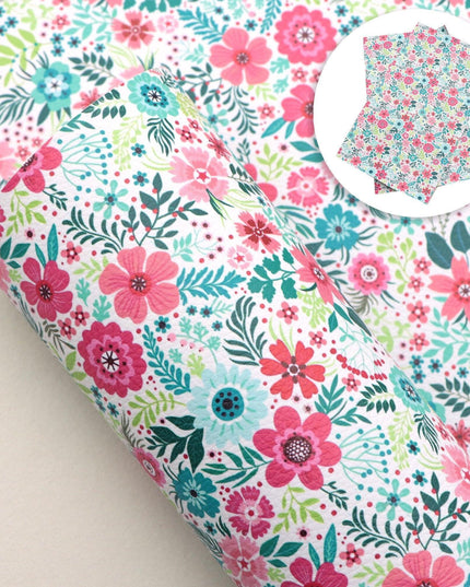 Floral Lychee Blossom Synthetic Leather Crafting Sheet - 20x33cm