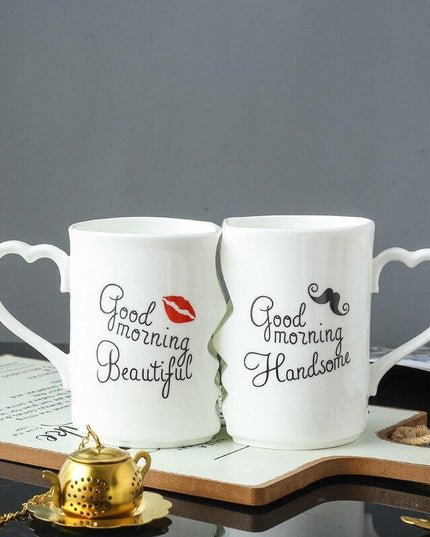 Romantic Ceramic Lovebird Mug Duo - A Perfect Gift for Couples