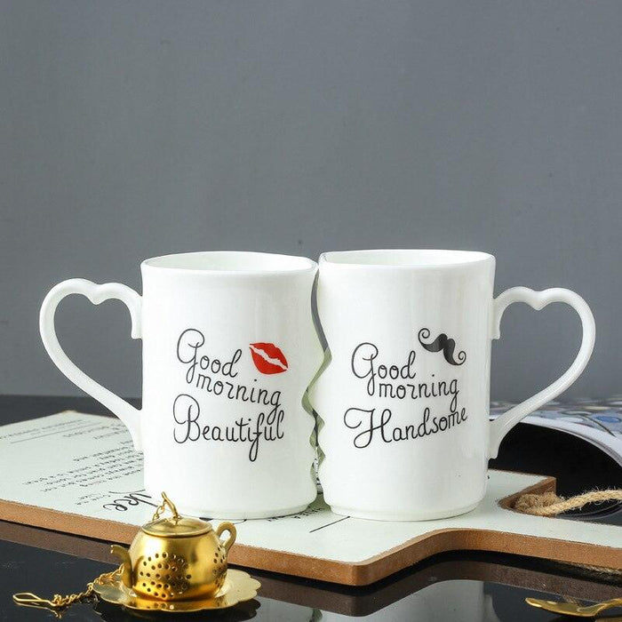 Romantic Ceramic Coffee Mug Set for Couples, Perfect for Special Occasions