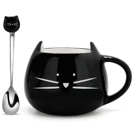 Adorable Cat-Themed Ceramic Mug and Spoon Set - A Purrfect Gift for Cat Lovers - 400ml Capacity