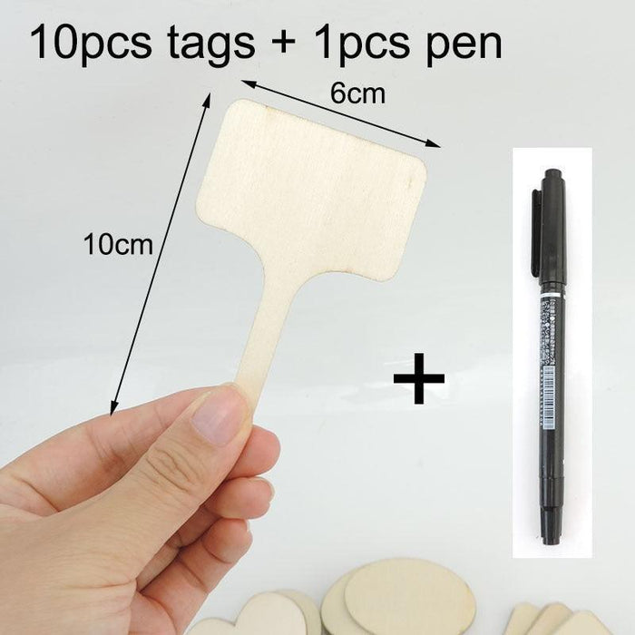 Eco-Conscious Wooden Plant Label Set - 10 Reusable Tags with Writing Pen