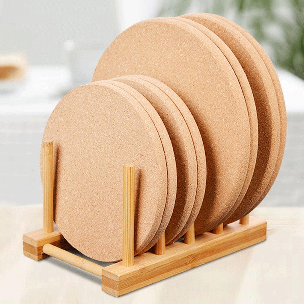 1PCS Coasters Handy Round Shape Plain Natural Cork Coasters Wine Drink Coffee Tea Cup Mats Table Pad For Home Office Kitchen-Kitchen & Dining›Tabletop›Coasters & Place Mats-Très Elite-90x3mm-Très Elite