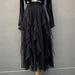 Elegant Pearl-Embellished Korean Party Skirt with High Elastic Waist
