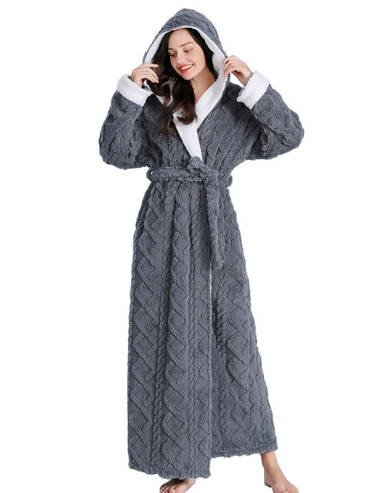 Cozy Hooded Fleece Bathrobe for Men and Women