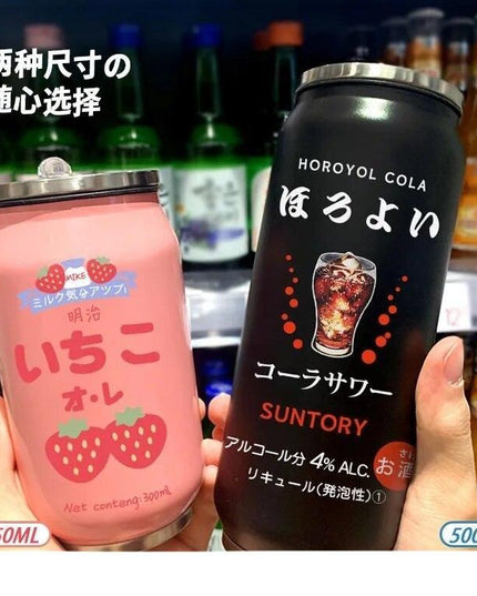 Stylish Stainless Steel Insulated Water Bottle with Colorful Straw - 350ml & 500ml Options