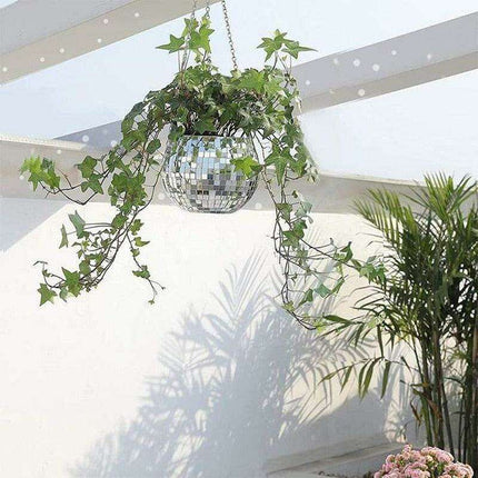 Disco-Inspired Hanging Planter for Chic Greenery Accent