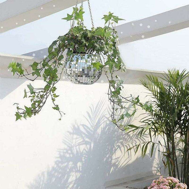 Disco-Inspired Hanging Planter for Chic Greenery Accent