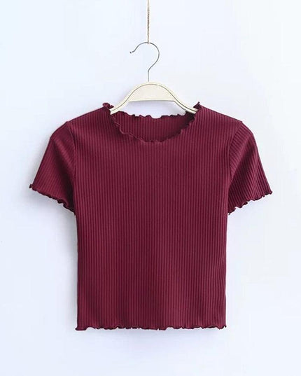 Vintage-Inspired Women's Retro Short Sleeve T-Shirt with Wood Ears Design