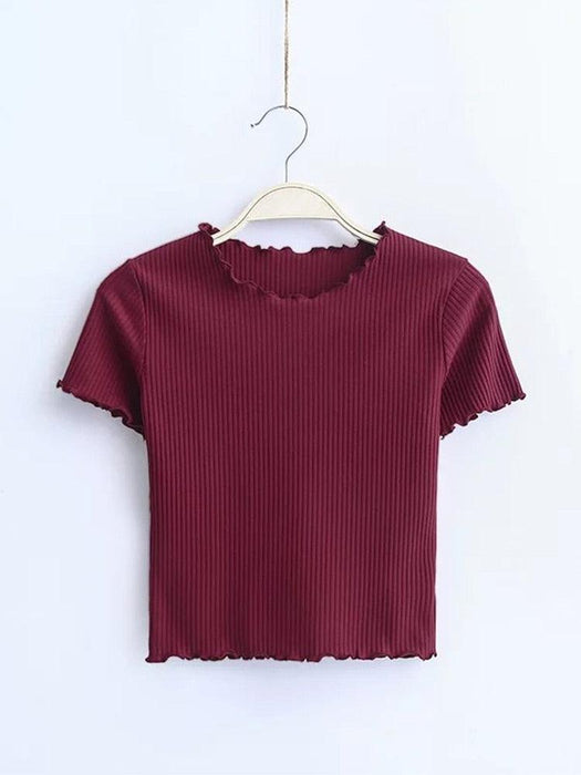Vintage-Inspired Women's Retro Short Sleeve T-Shirt with Wood Ears Design
