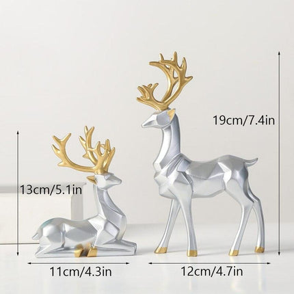 Chic Golden Resin Deer Couple Figurine for Stylish Home Accents
