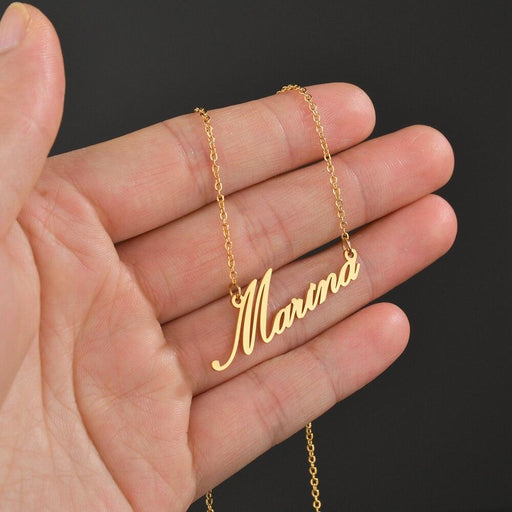 Golden Personalized Stainless Steel Choker Name Necklace - Stylish Women's Accessory