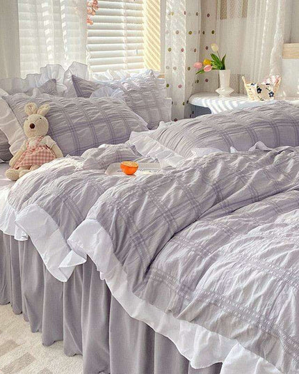 Luxe Double Layer Lace-Embroidered Bedding Set for Ultimate Comfort