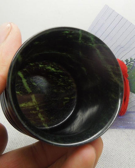 Luxurious Hetian Jade Bamboo Tea Cup Set Crafted from Xinjiang Nephrite Stone