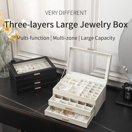 Elegant Two-Tier Jewelry Organizer with Clear Viewing Lid