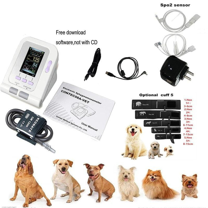 CONTEC08a Vet Animal Blood Pressure Detector Can Be Equipped With Blood Oxygen Function Probe And Cuff Of Various Sizes-0-Très Elite-China-standard 1 cuff-Très Elite