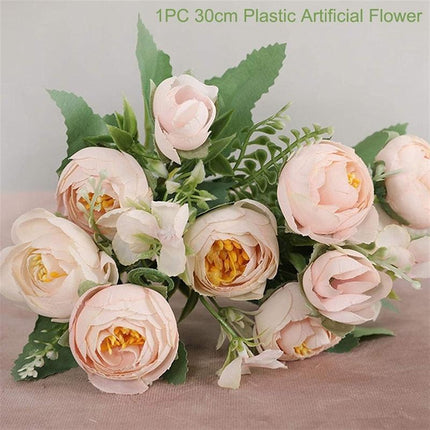 Lifelike Faux Peony Bouquet - 30cm, 7 Vibrant Colors
