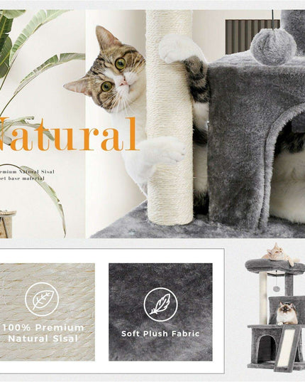 Lavish Feline Sanctuary: Elegant Cat Tower with Plush Cushions and Playful Features