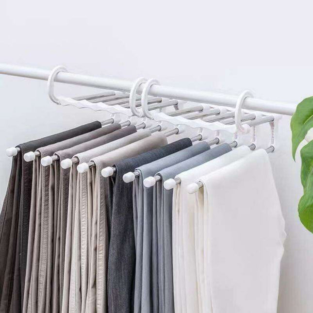 Versatile 5-in-1 Telescoping Stainless Steel Trouser Organizer for Closet