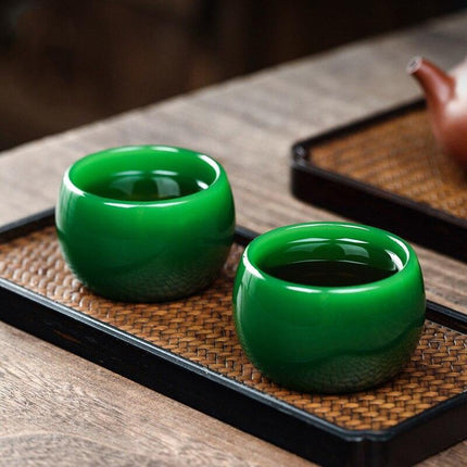 Elegant Jade Porcelain Green Tea Cup Set - Luxurious Vert Empire Master Teacup & Kung Fu Brewing Collection